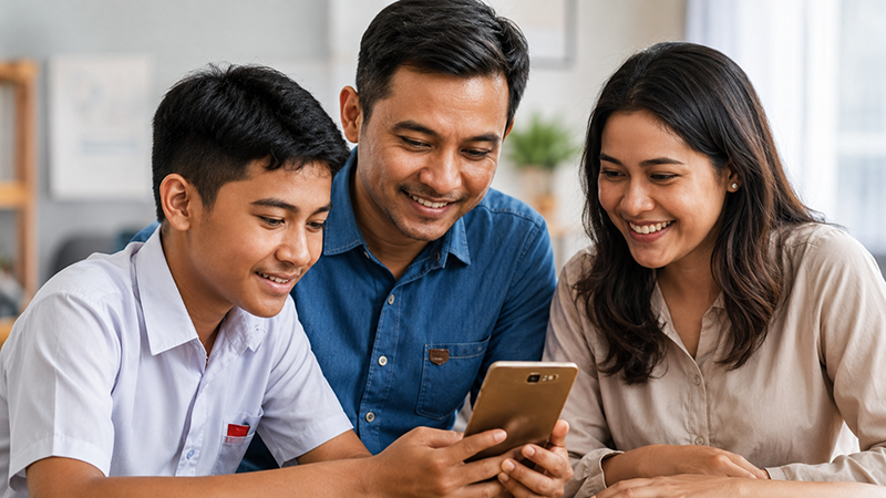 Siswa menggunakan layanan digital ERPAS